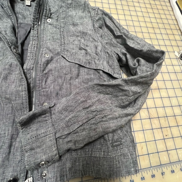 ATHLETA Navy Linen Cropped Jacket Heather gray S - Picture 6 of 6